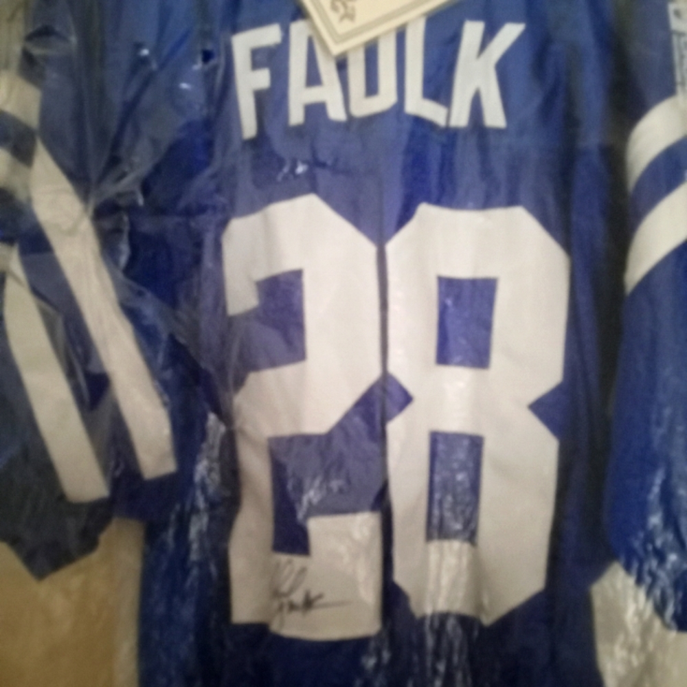 100% authentic 'Marshall Faulk' signed rookie Colts jersey with the C.O.A.